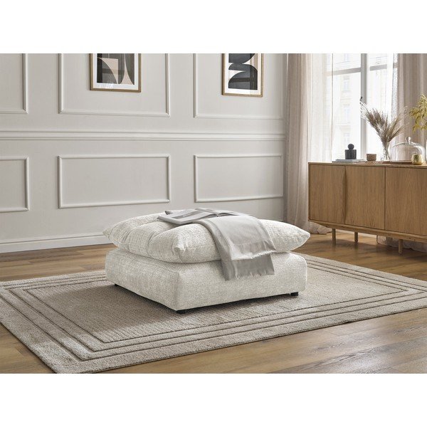 Taburet alb cu tapițerie din chenille Neil – Bobochic Paris-image-4