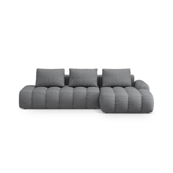 Colțar gri extensibil/cu spațiu de depozitare (cu colț pe partea dreaptă/cu șezlong) Linz – Cosmopolitan Design