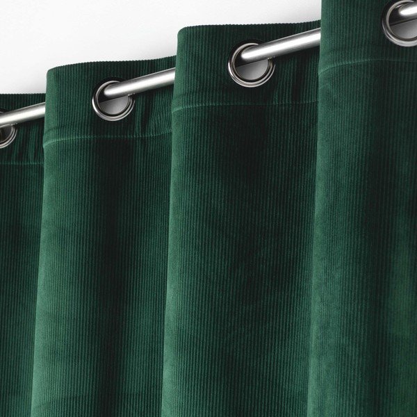Draperie verde din catifea reiată 140x260 cm Casual – douceur d'intérieur-image-1