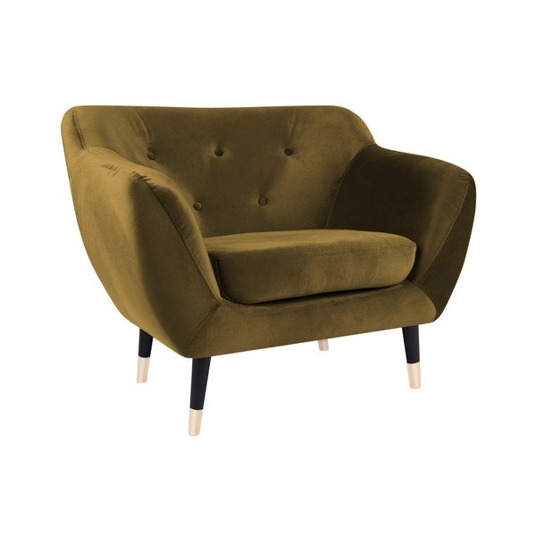 Fotoliu Mazzini Sofas AMELIE cu picioare negre, galben muștar-image-2