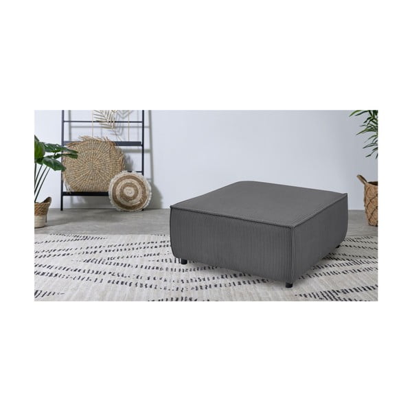 Taburet modular gri închis cu tapițerie din catifea reiată Nihad modular – Bobochic Paris-image-1