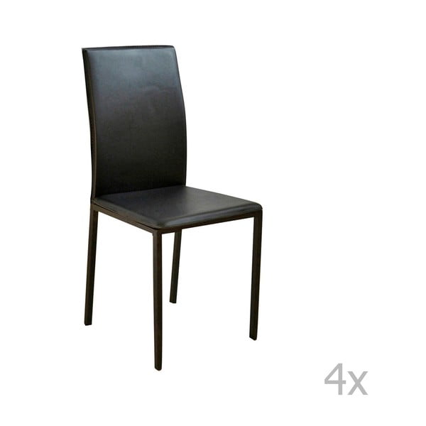 Set 4 scaune cu tapițerie din piele eco Evergreen House Villy, negru