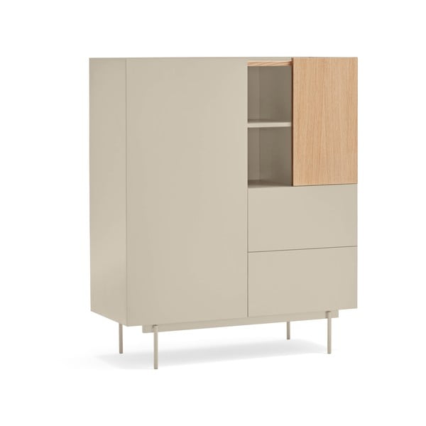 Comodă bej-natural înaltă cu aspect de lemn de stejar 100x120 cm Otto – Teulat-image-1