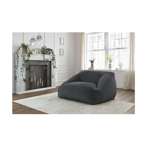 Fotoliu bean bag gri închis cu tapițerie din blană artificială Lilibet – Bobochic Paris-image-1