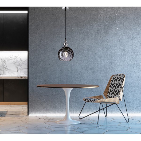 Lustră neagră cu abajur din sticlă Uller – Fischer & Honsel-image-1