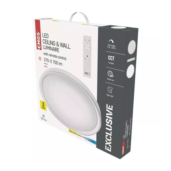 Plafonieră albă LED cu control prin telecomandă Ilvi – EMOS-image-1