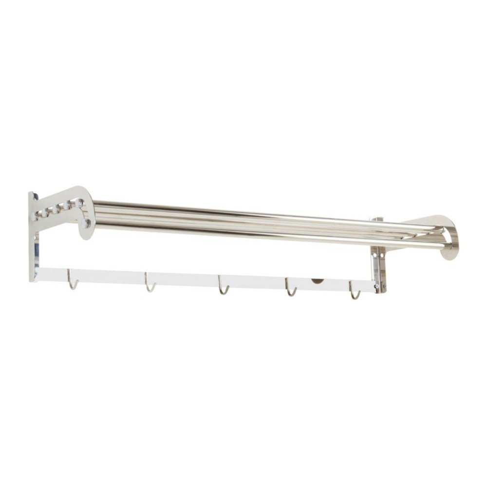 Cuier de perete argintiu lucios cu raft din oțel inoxidabil 100 cm Alby – Jotex