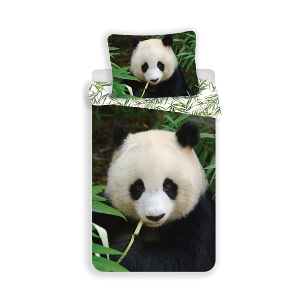 Lenjerie de pat pentru copii din bumbac pentru pat de o persoană 140x200 cm Panda – Jerry Fabrics