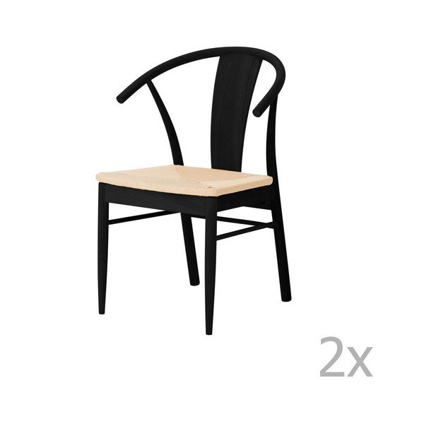 Scaun din lemn de stejar Interstil Janik, negru-image-1