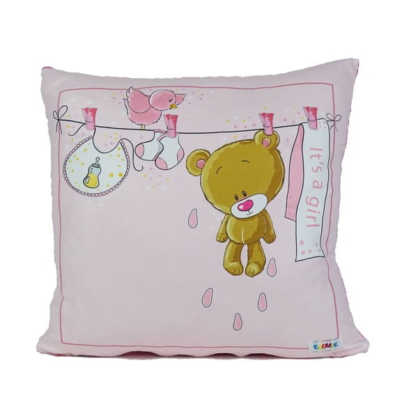 Set pătură și față de pernă  pentru copii roz 85x125 cm – OYO kids-image-2