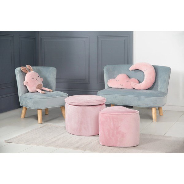 Puf pentru copii  roz deschis cu tapițerie din catifea Lil Sofa – Roba-image-1