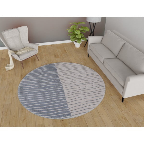 Covor gri-crem lavabil rotund ø 120 cm Yuvarlak – Vitaus-image-1