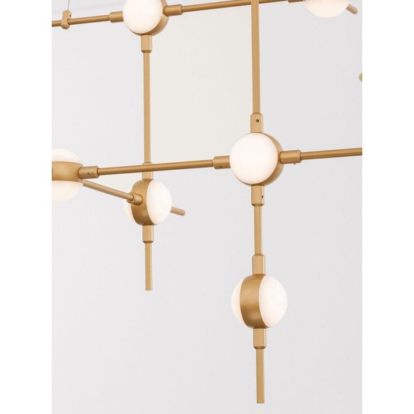 Lustră aurie LED cu intensitate reglabilă din metal cu abajur din sticlă acrilică Atomo – Nova Luce-image-3