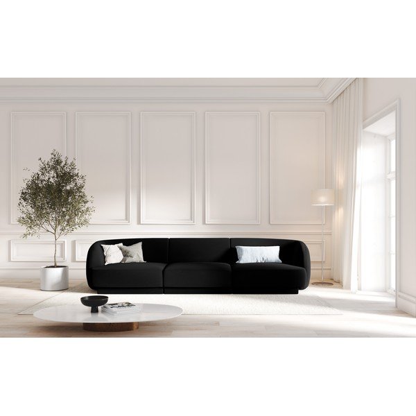 Canapea neagră cu tapițerie din catifea 259 cm Miley - Micadoni Home-image-1