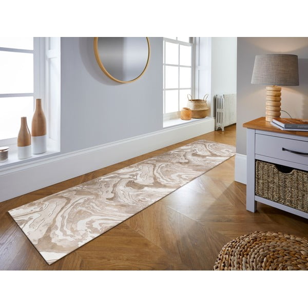 Covor tip traversă bej 60x230 cm Marbled – Flair Rugs-image-1