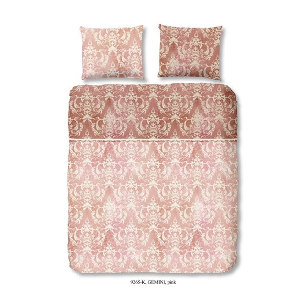 Lenjerie de pat din bumbac satinat Descanso Pink, 155 x 200 cm