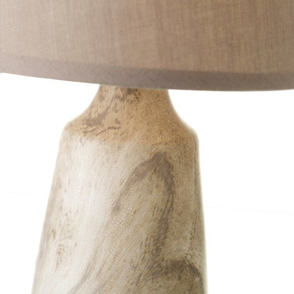 Veioză bej din ceramică cu abajur textil (înălțime 28 cm) – Casa Selección-image-3