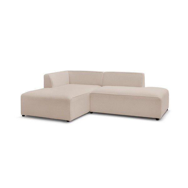 Colțar modular bej cu tapițerie din țesătură bouclé (cu colț pe partea stângă/în formă de ”L”) Megeve – Bobochic Paris-image-3