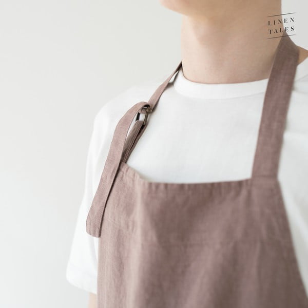 Șorț din in Linen Tales Chef, lungime 100 cm, mov șters-image-1