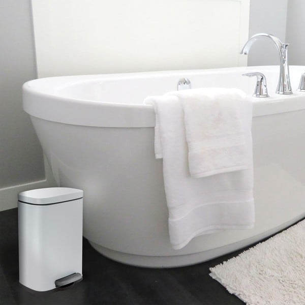 Coș de gunoi alb mat cu pedală din oțel 5 l   Akira – Spirella-image-2