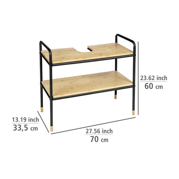 Dulap sub chiuvetă negru/natural  din bambus 70x60 cm Loft – Wenko-image-4