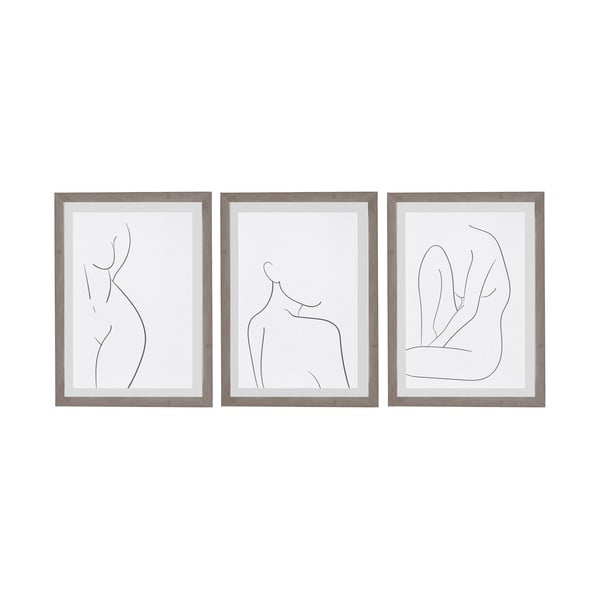 Set 3 tablouri cu ramă pentru perete Surdic Body Studies, 30 x 40 cm