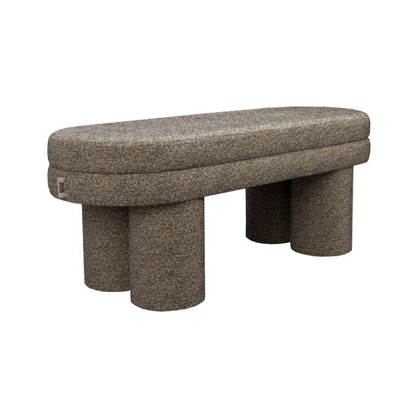 Bancă maro cu tapițerie din țesătură bouclé Fern – Dutchbone-image-2