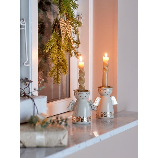 Sfeșnice pentru lumânări pastilă 2 buc. din gresie Faella – Bloomingville-image-2