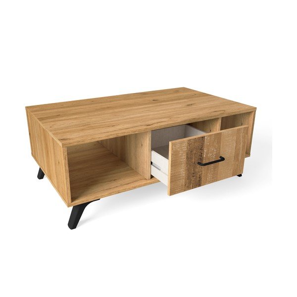 Măsuță de cafea în culoare naturală cu aspect de lemn de stejar 60x100 cm Nordic – Marckeric-image-4