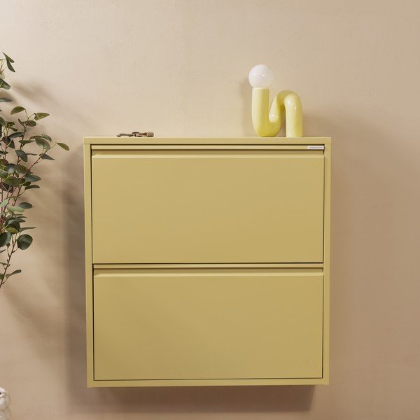 Pantofar galben deschis cu deschidere înclinată/suspendat din oțel 75x77,5x22,5 cm Billy – Spinder Design-image-1