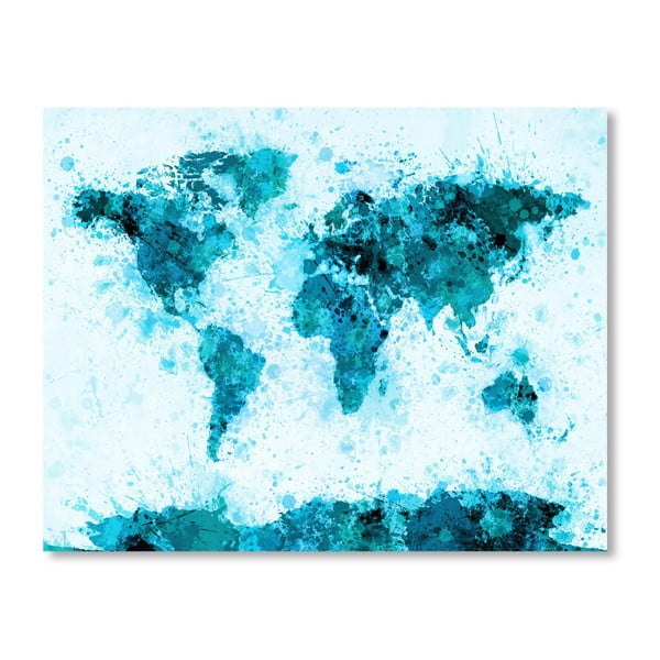Poster cu harta lumii Americanflat Travel, 60 x 42 cm, albastru