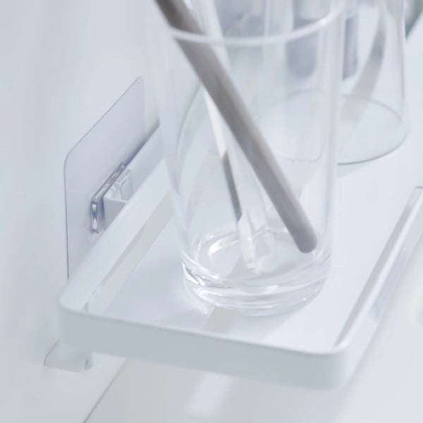 Raft pentru baie alb mat autoadeziv din oțel Film Hook – YAMAZAKI-image-4