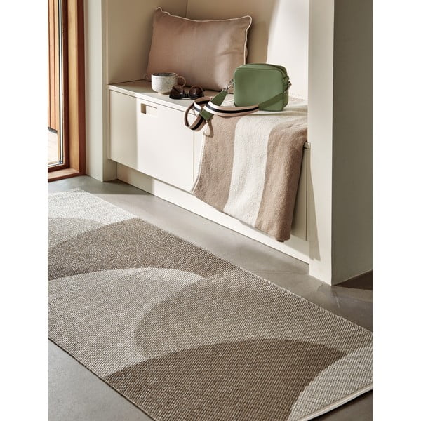 Covor tip traversă pentru interior și exterior bej 70x270 cm Hill Dark Linen – Pappelina-image-1