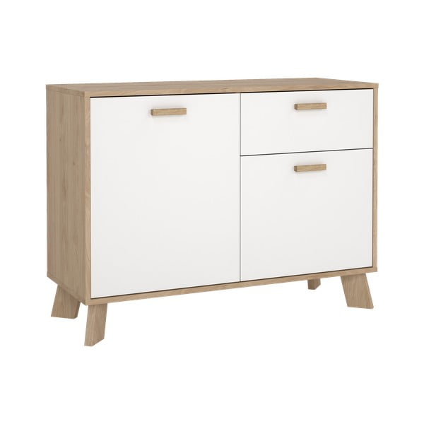 Comodă albă-în culoare naturală cu aspect de lemn de stejar 99x73x39 cm Ikast – Tvilum-image-4