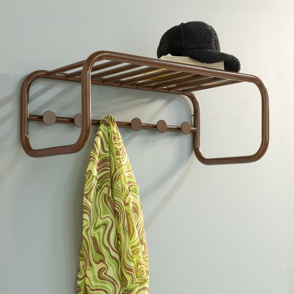 Cuier de perete maro închis cu raft din metal 72 cm Retro – Spinder Design-image-1