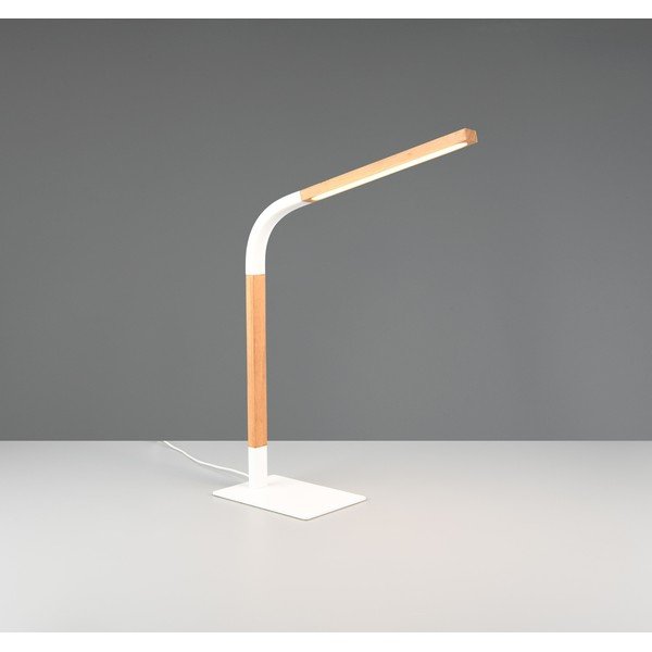Veioză albă/în culoare naturală LED cu intensitate reglabilă cu abajur din lemn (înălțime 73,5 cm) Norris – Trio-image-1