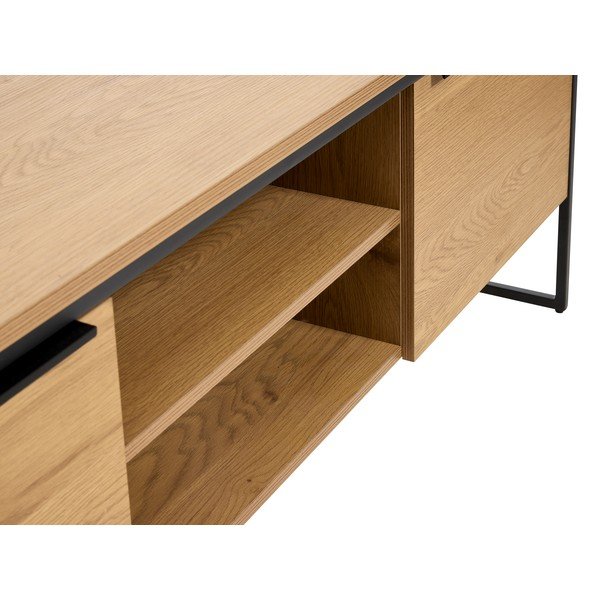 Comodă TV în culoare naturală cu aspect de lemn de stejar 155x55x45 cm Cesura – Unique Furniture-image-3