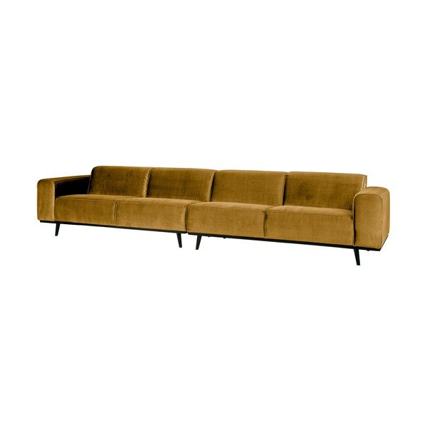Canapea cu husă din catifea BePureHome Statement, lungime 372 cm, galben-maro închis-image-1