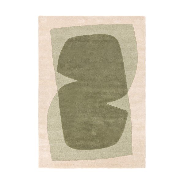 Covor verde/bej țesut manual din lână 120x170 cm Kinney – MADE