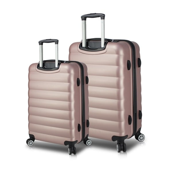 Set 2 valize cu roți și port USB My Valice RESSNO Large & Medium, roz
