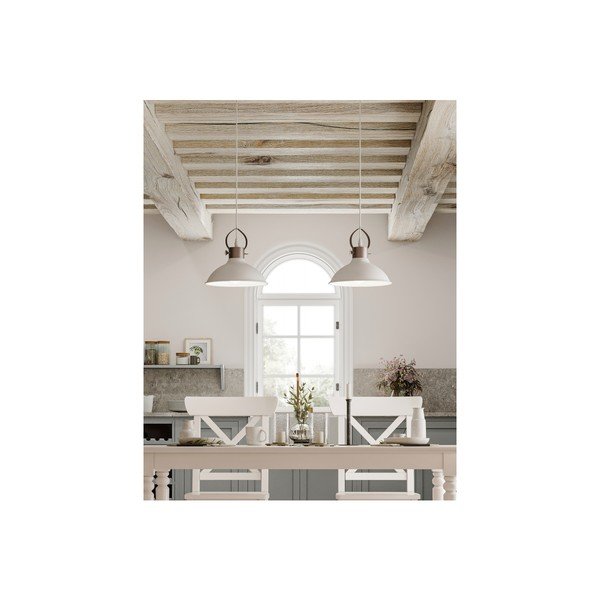 Lustră albă cu abajur din metal Mees – GTV-image-1