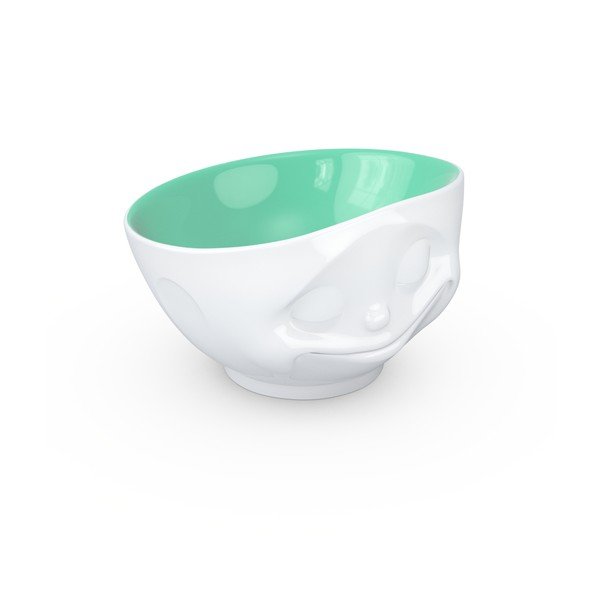Bol porțelan, fericit, 58products, alb - turcoaz-image-1