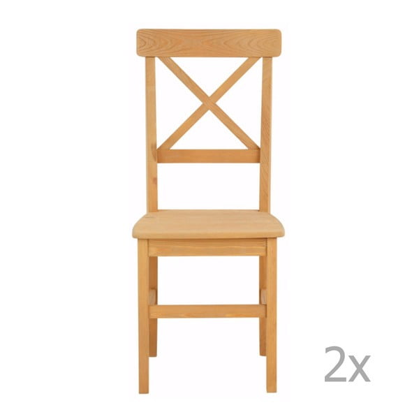 Set 2 scaune din lemn masiv de pin Støraa Nicoline