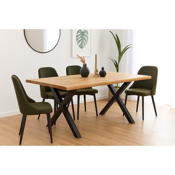 Masă de dining cu aspect de lemn de stejar 90x160 cm Kora – Bonami Essentials-image-4