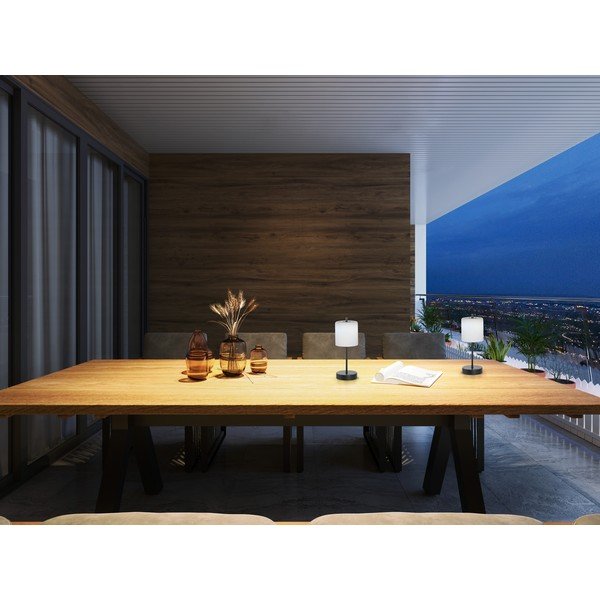 Veioză neagră-albă LED cu intensitate reglabilă (înălțime 34,5 cm) Riva – Fischer & Honsel-image-1