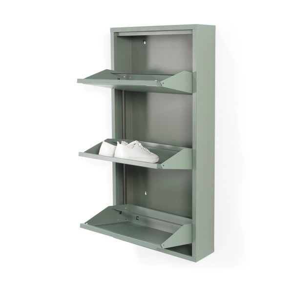 Pantofar verde prăfuit cu deschidere înclinată din metal 50x103x15 cm Billy – Spinder Design-image-2