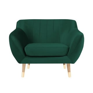 Fotoliu cu tapițerie din catifea Mazzini Sofas Benito, verde închis