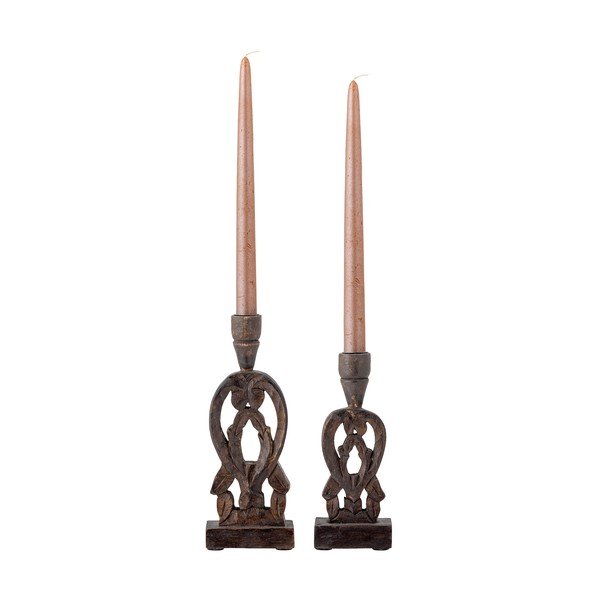 Sfeșnice 2 buc. din lemn Bernie – Bloomingville-image-2