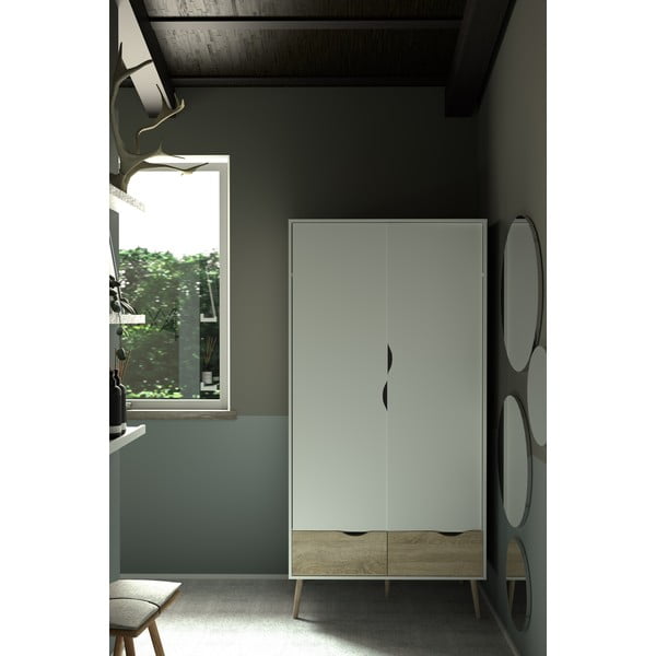 Șifonier Tvilum Oslo, 99x200 cm, alb-natural-image-1