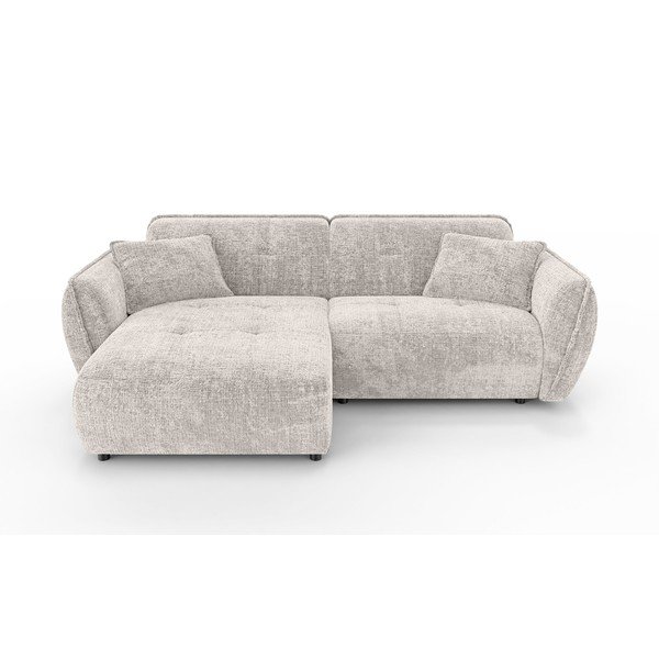 Colțar bej cu tapițerie din chenille (cu colț pe partea stângă/cu șezlong) Nelia – Ropez